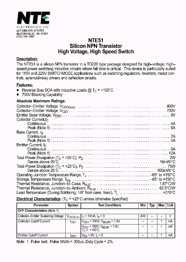 NTE51_1290940.PDF Datasheet