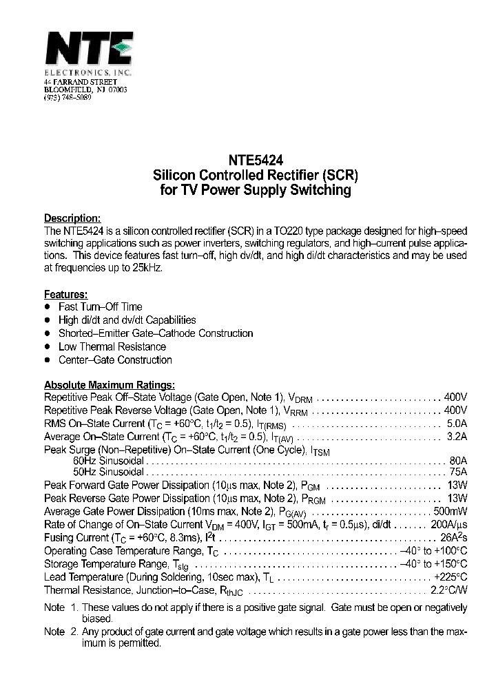 NTE5424_1290970.PDF Datasheet
