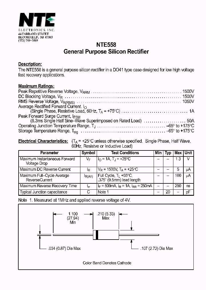 NTE558_1291003.PDF Datasheet