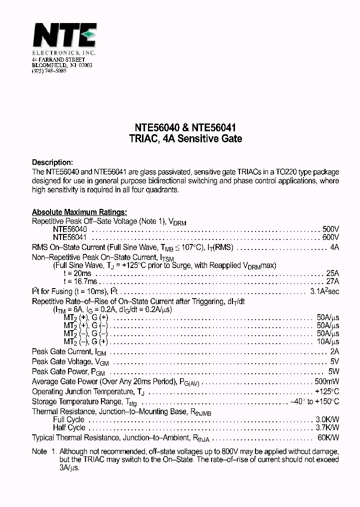 NTE56041_1291016.PDF Datasheet