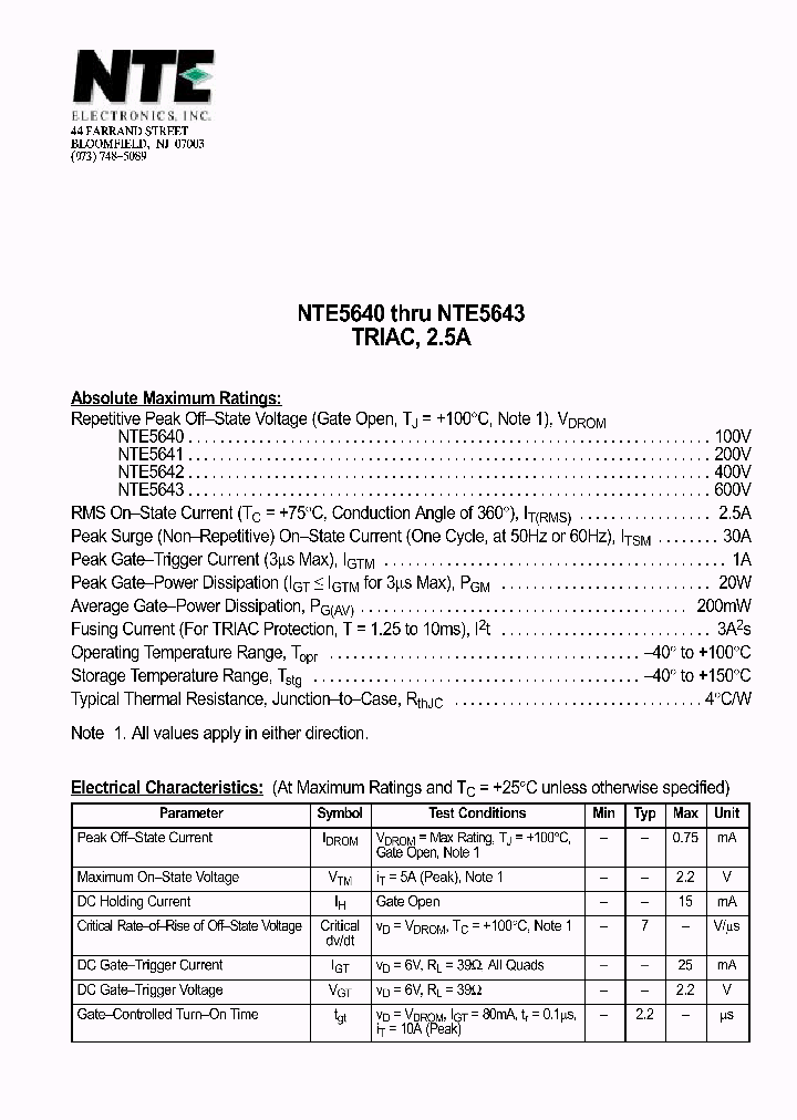 NTE5643_1291035.PDF Datasheet
