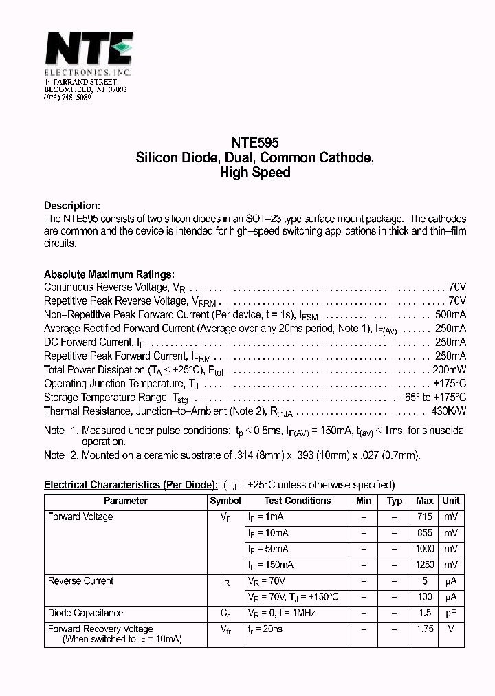 NTE595_1291086.PDF Datasheet