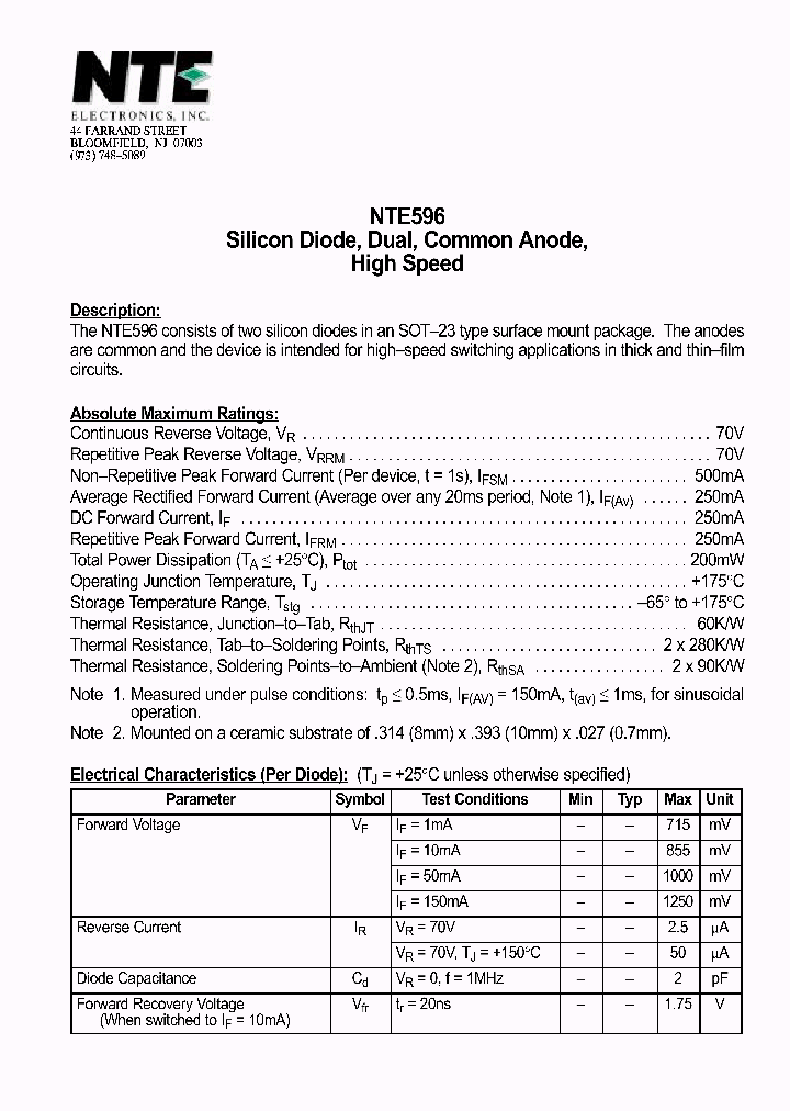 NTE596_1291088.PDF Datasheet