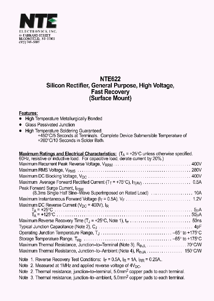 NTE622_1291134.PDF Datasheet