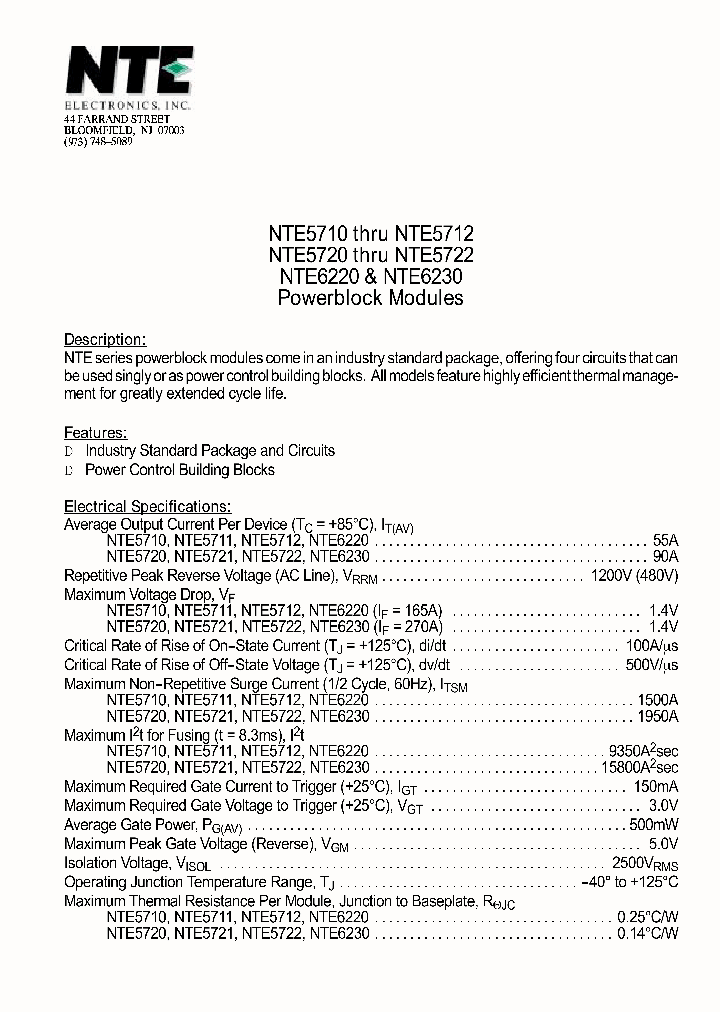 NTE6230_1291136.PDF Datasheet