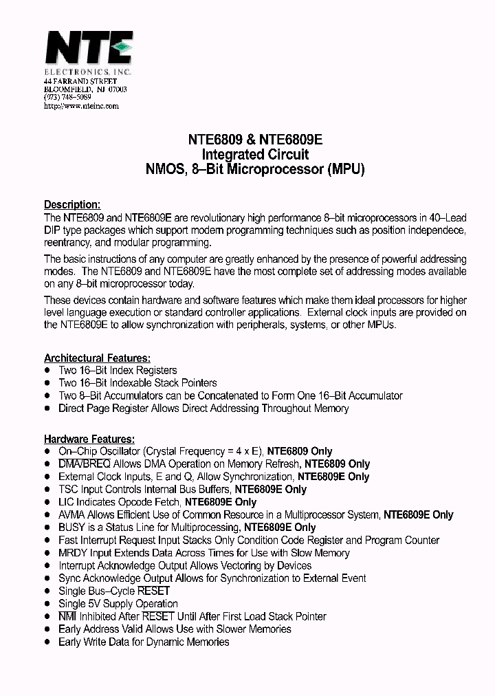 NTE6809E_1291168.PDF Datasheet
