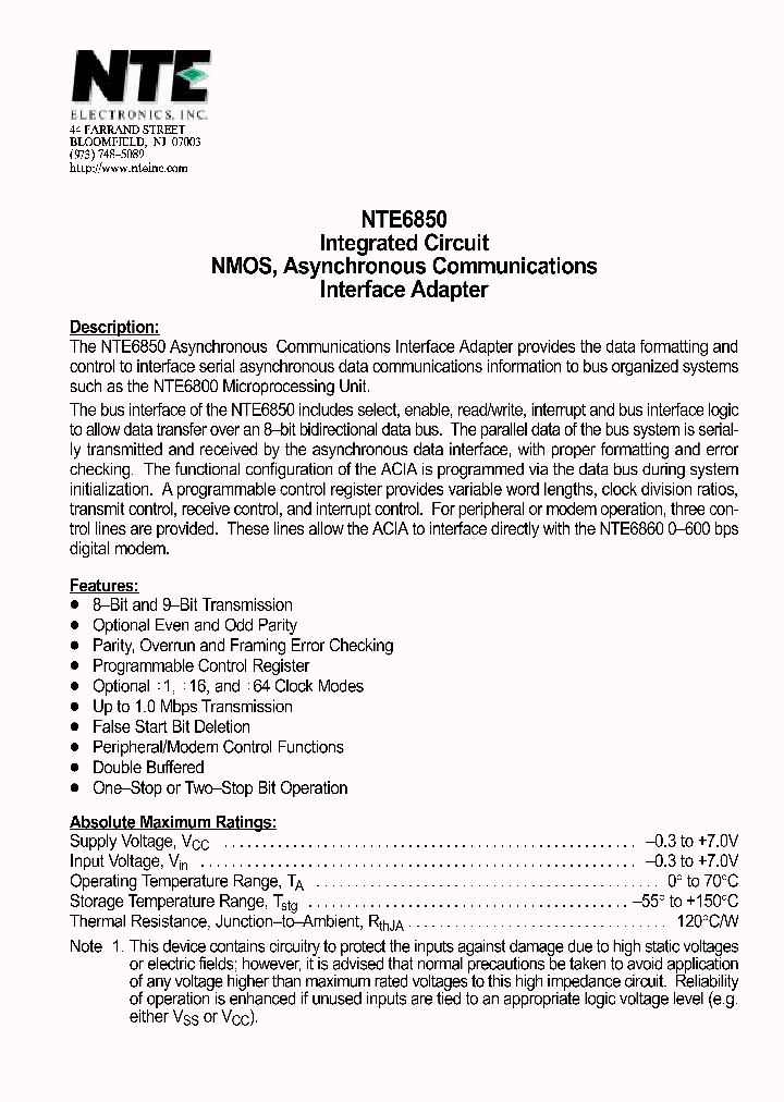 NTE6850_1291171.PDF Datasheet