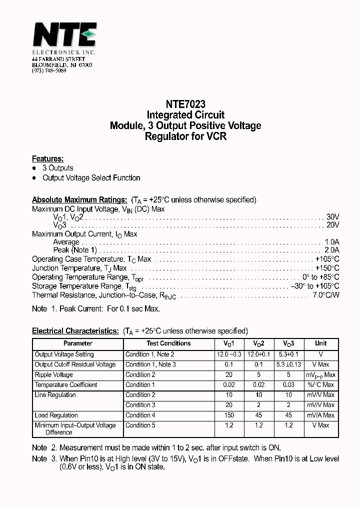 NTE7023_1291188.PDF Datasheet