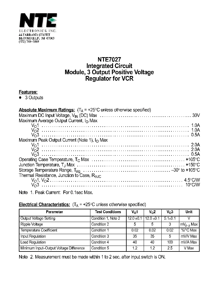 NTE7027_1291192.PDF Datasheet