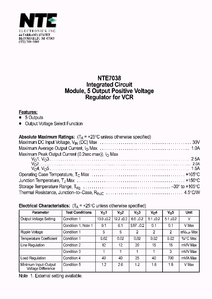 NTE7038_1291201.PDF Datasheet