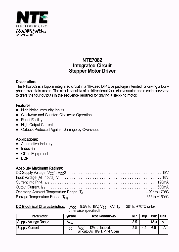 NTE7082_1291226.PDF Datasheet