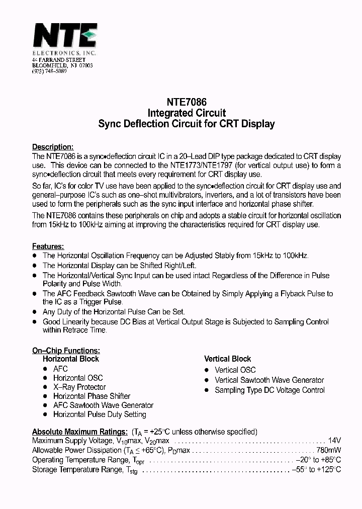 NTE7086_1291230.PDF Datasheet