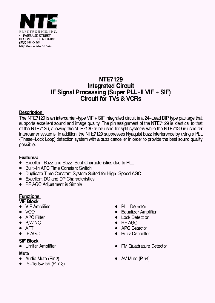 NTE7129_1291260.PDF Datasheet