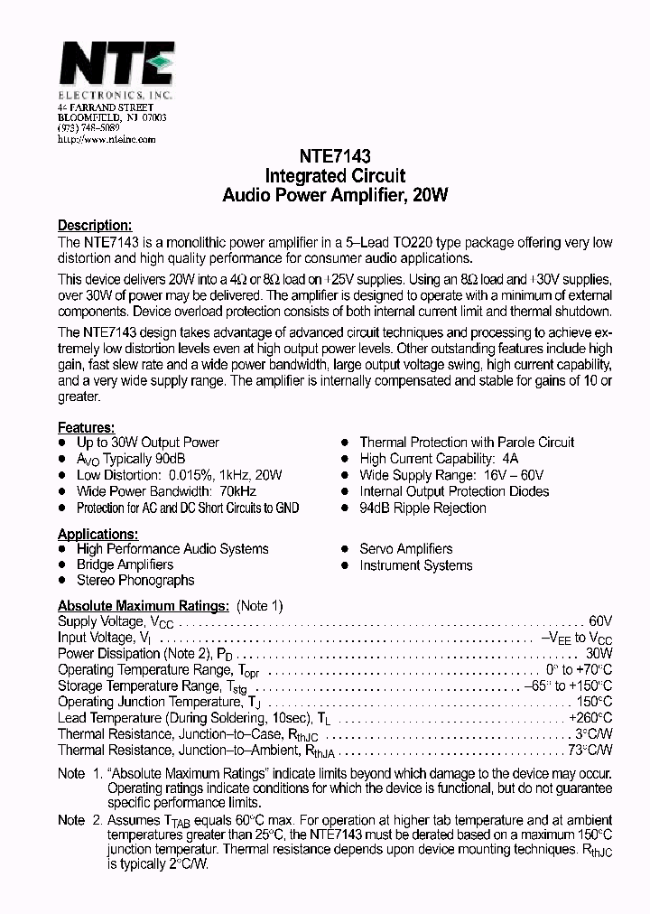NTE7143_1291273.PDF Datasheet