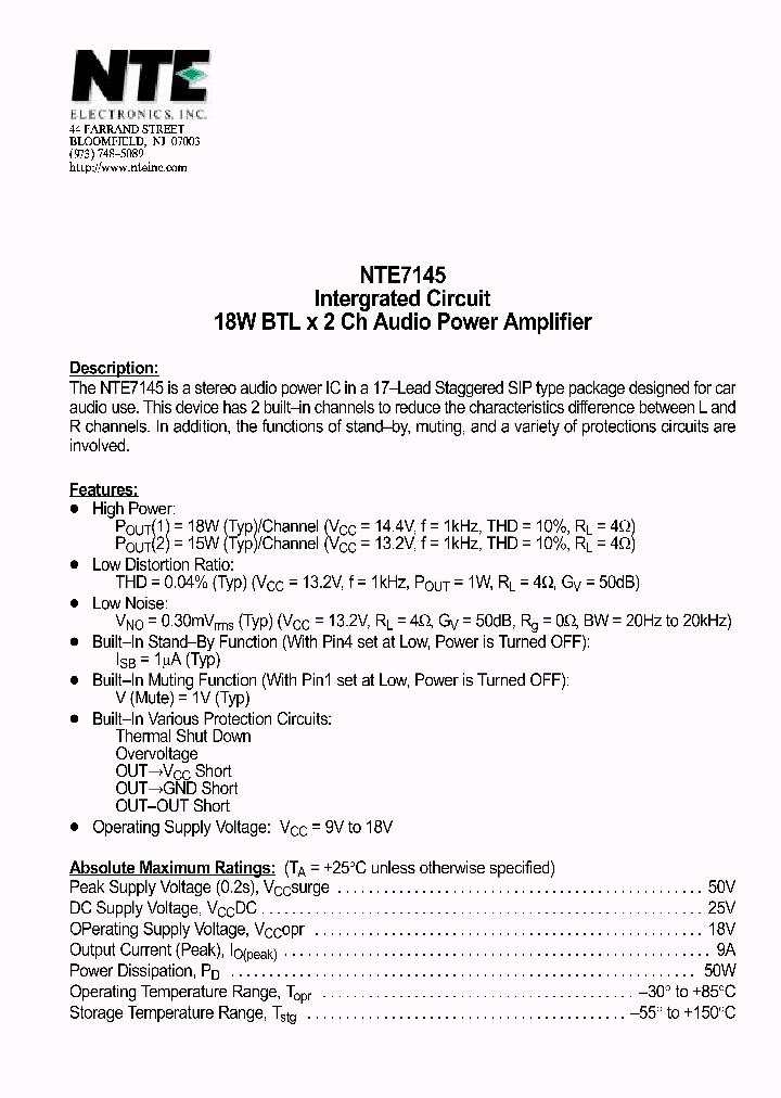 NTE7145_1291275.PDF Datasheet