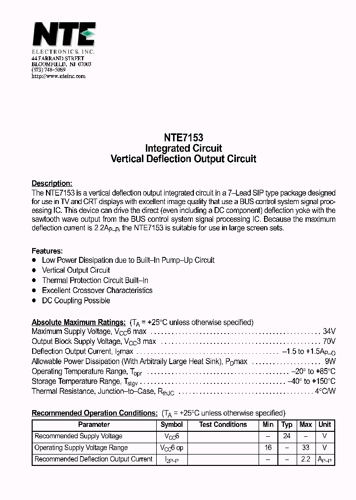 NTE7153_1291283.PDF Datasheet