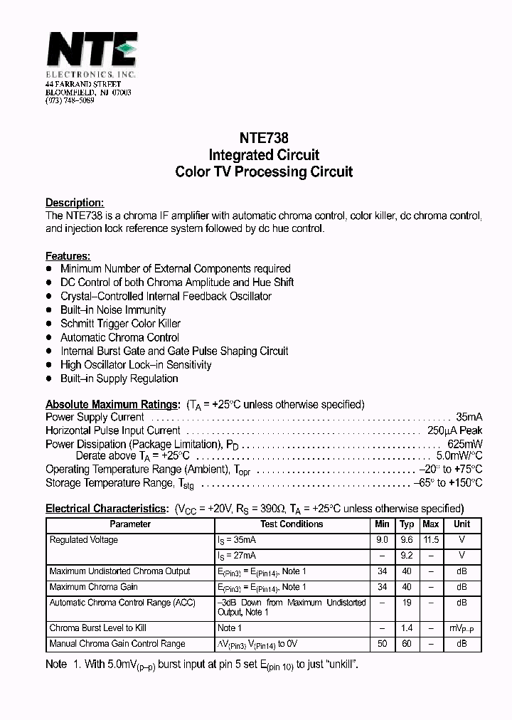 NTE738_1291299.PDF Datasheet