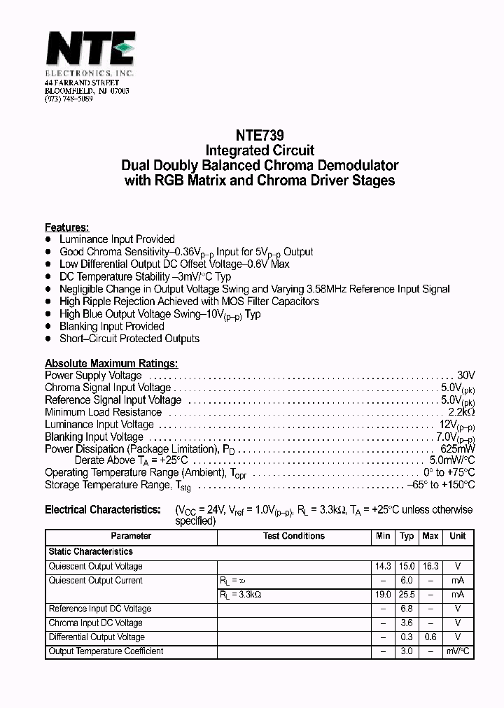 NTE739_1291300.PDF Datasheet