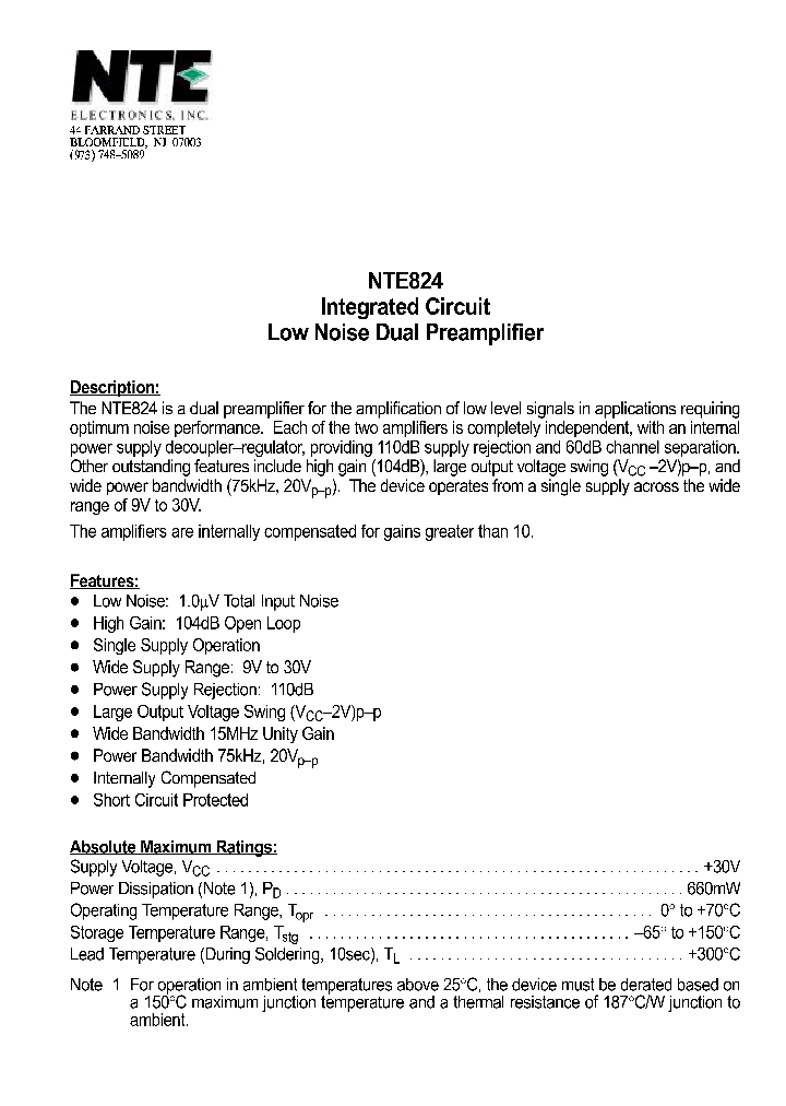 NTE824_1291326.PDF Datasheet