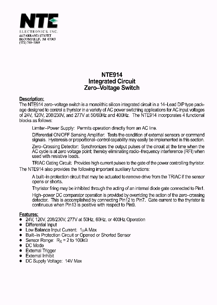 NTE914_1291378.PDF Datasheet