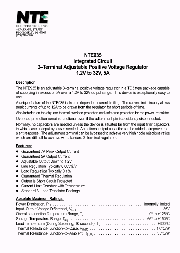 NTE935_1291398.PDF Datasheet