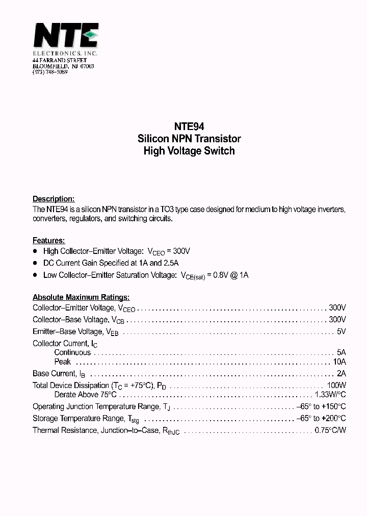 NTE94_1291403.PDF Datasheet