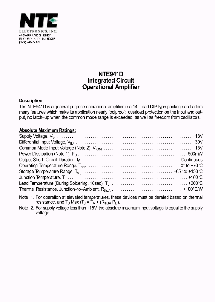NTE941D_1291406.PDF Datasheet