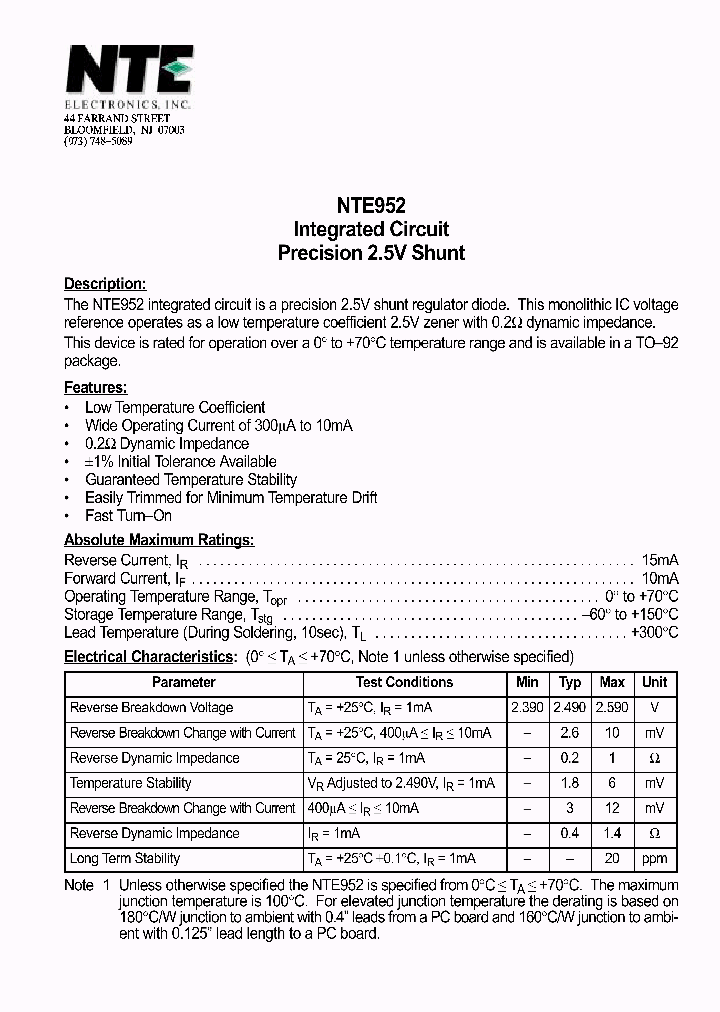 NTE952_1291414.PDF Datasheet