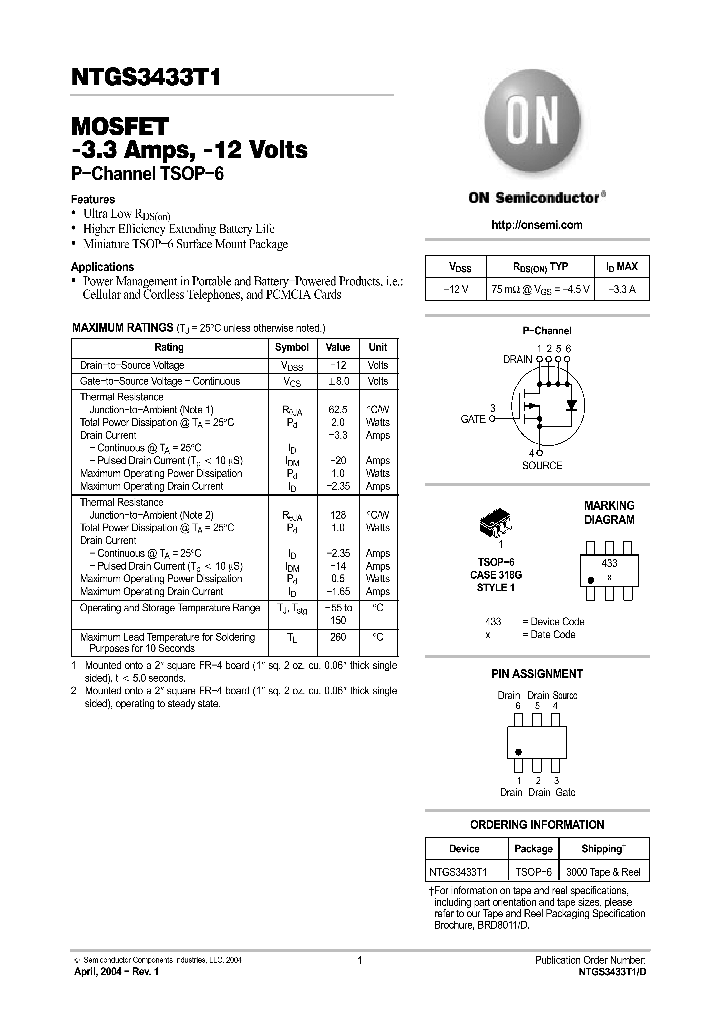 NTGS3433T1_1291462.PDF Datasheet