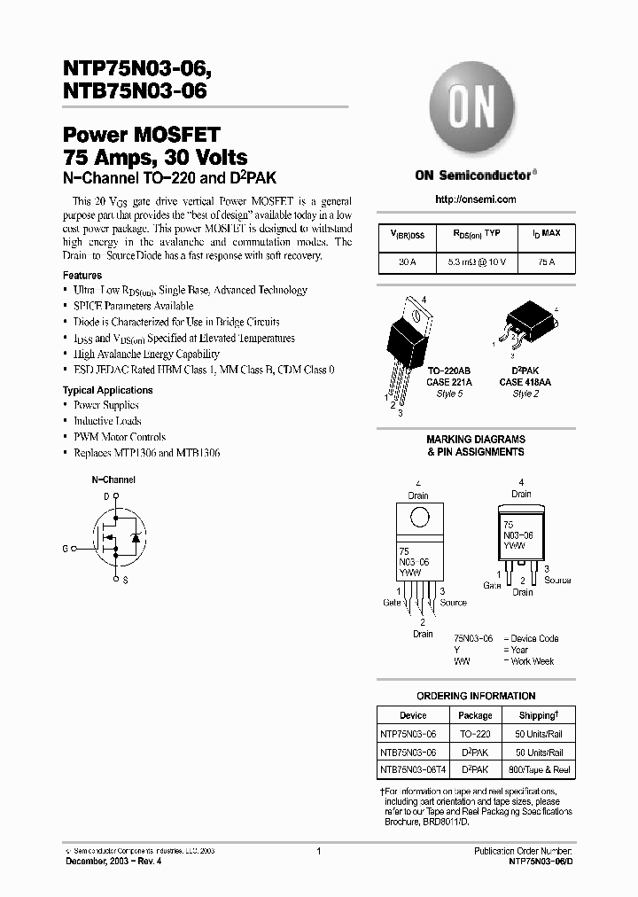 NTP75N03-06_1291535.PDF Datasheet