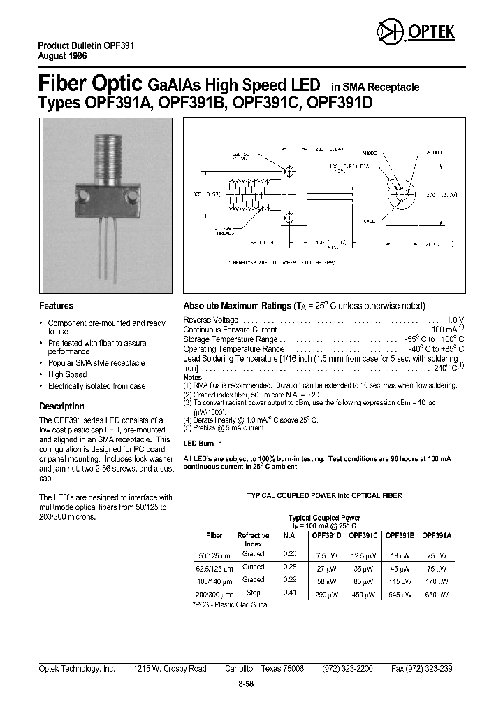 OPF391A_1096259.PDF Datasheet