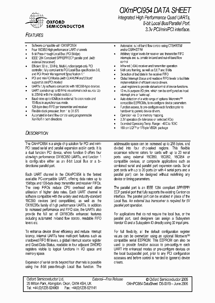 OXMPCI954_1103557.PDF Datasheet