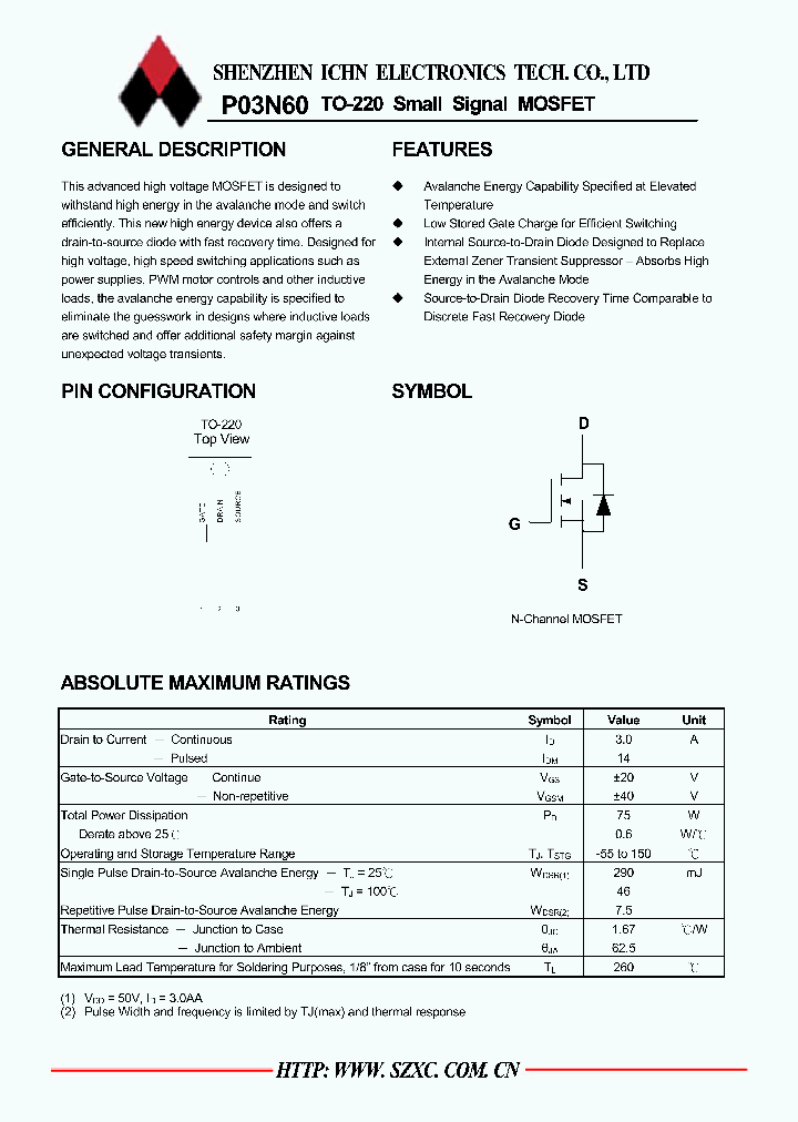 P03N60_1292658.PDF Datasheet