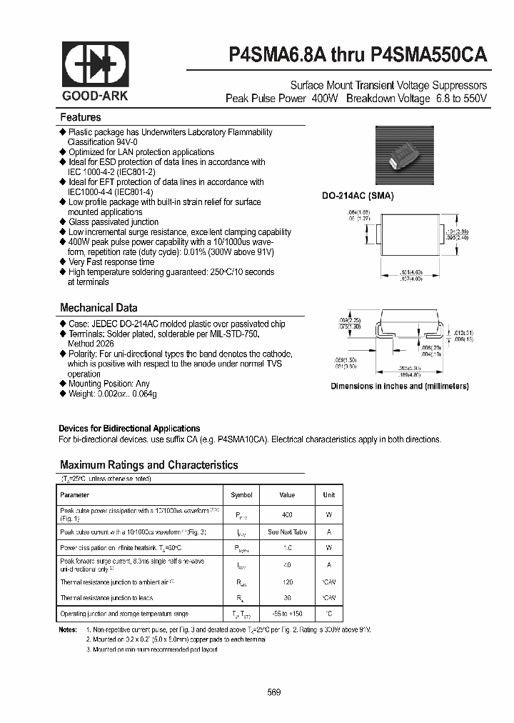 P4SMA400A_1083548.PDF Datasheet