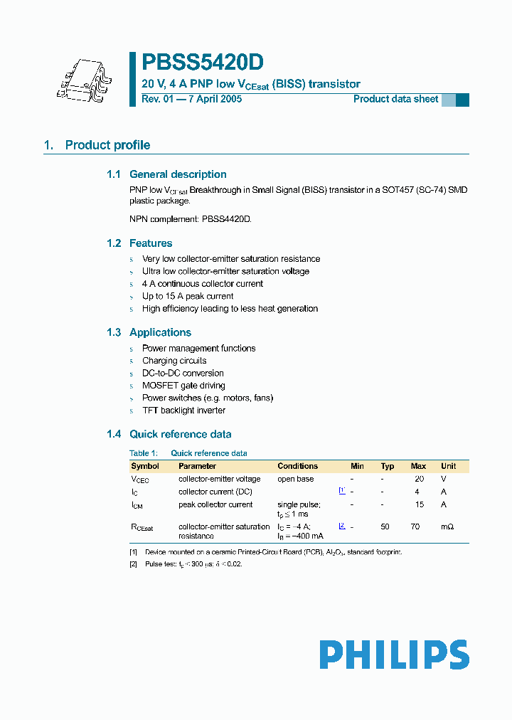 PBSS5420D_1098169.PDF Datasheet