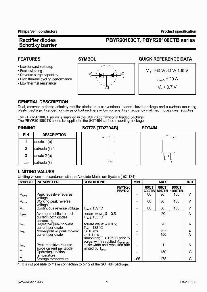 PBYR20100CTB_921348.PDF Datasheet