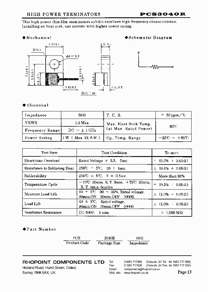 PCS3040R-50OHM_678146.PDF Datasheet