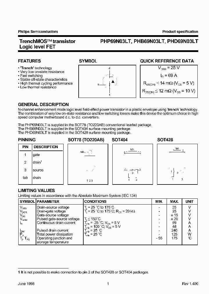 PHP69NLT_1295615.PDF Datasheet
