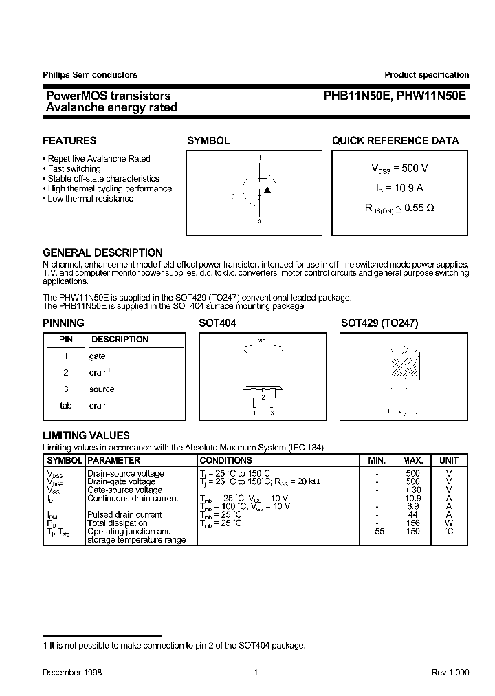 PHW11N50E_1295658.PDF Datasheet