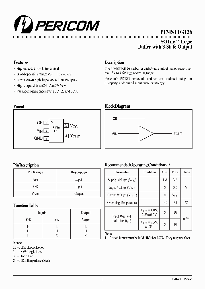 PI74ST1G126TX_1296032.PDF Datasheet