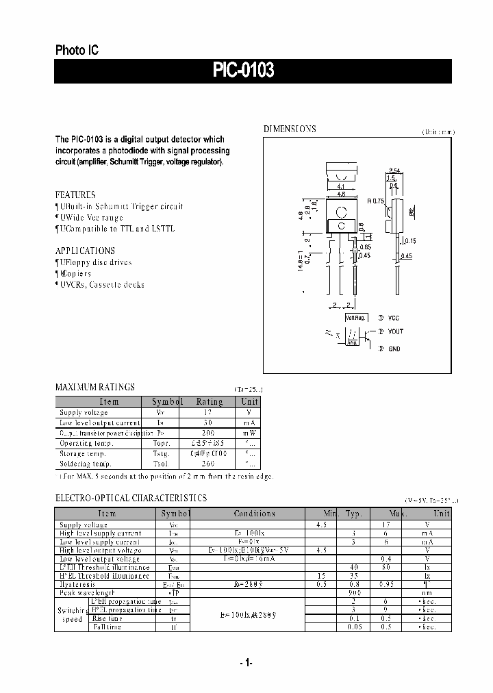 PIC-0103_1296076.PDF Datasheet