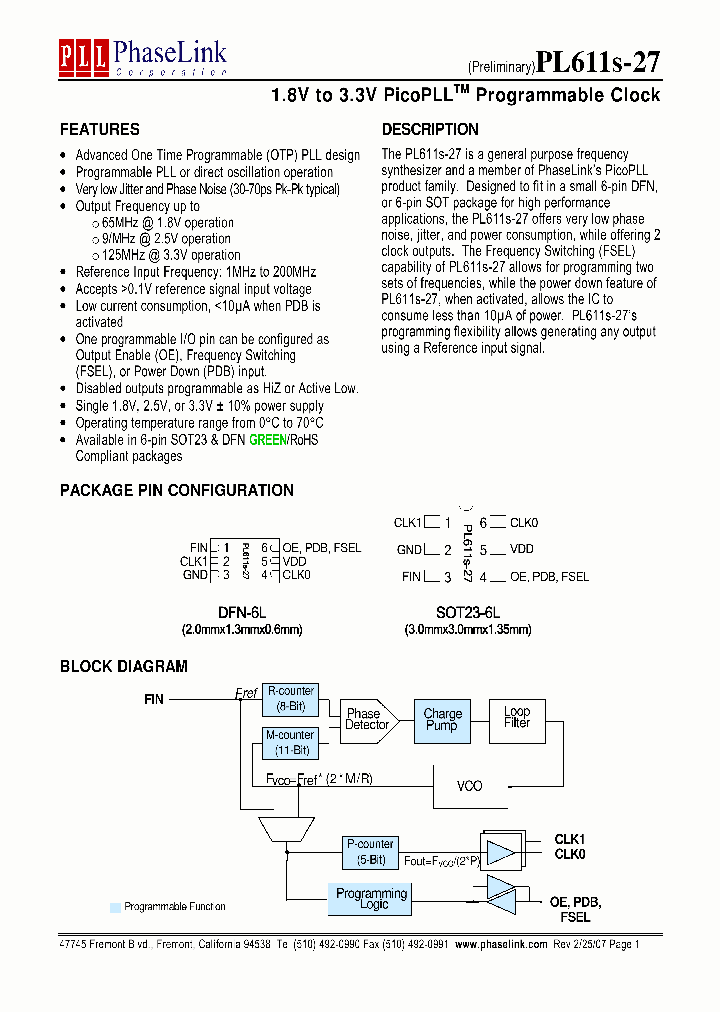 PL611S-27-XXXTIR_1296416.PDF Datasheet