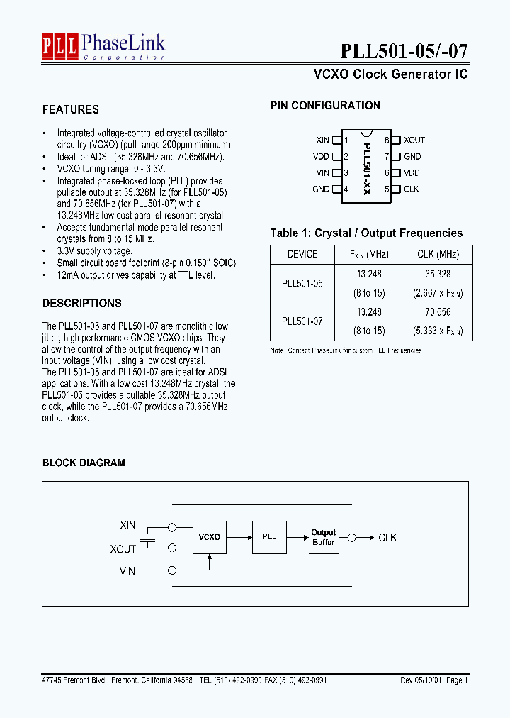 PLL501-07SM_1296518.PDF Datasheet