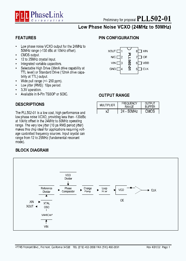 PLL502-01SM_1296521.PDF Datasheet