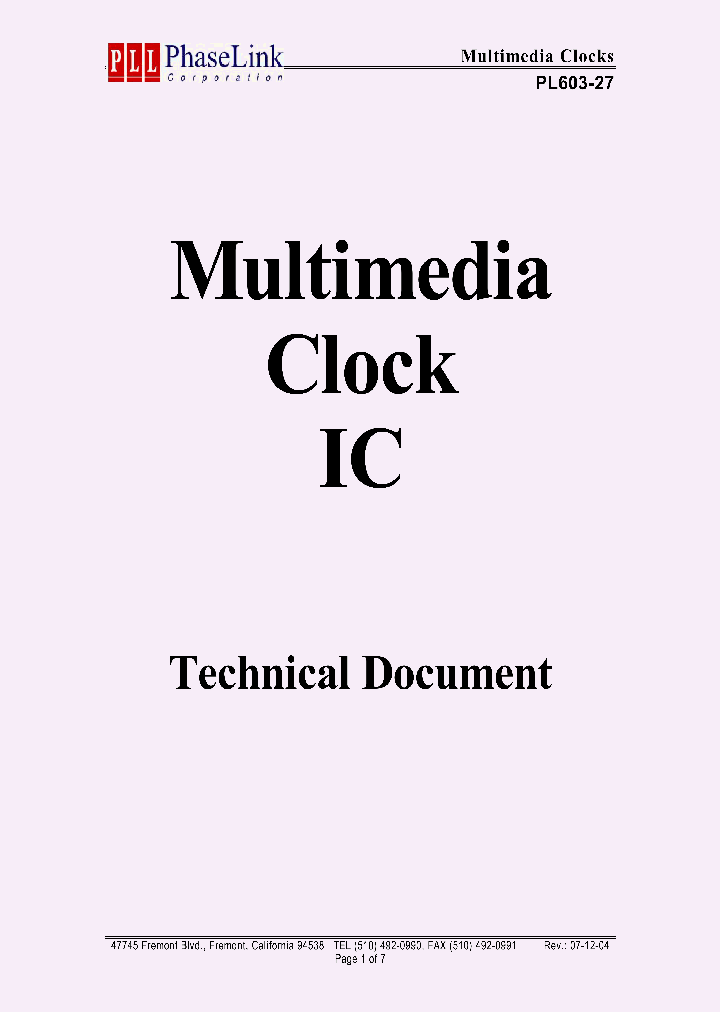 PLL603-27XM_1296538.PDF Datasheet