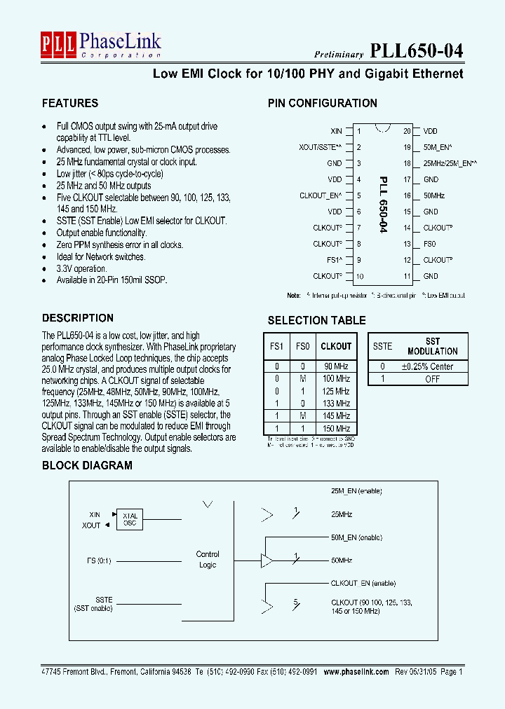 PLL650-04LILR_1296543.PDF Datasheet