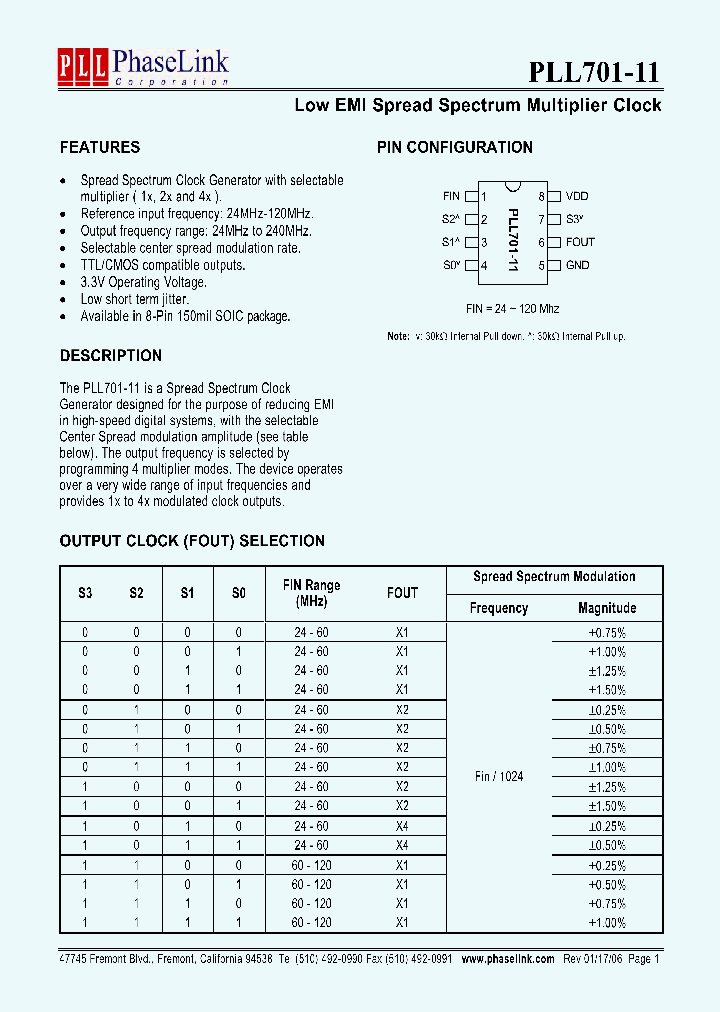 PLL701-11SIL-R_1296550.PDF Datasheet