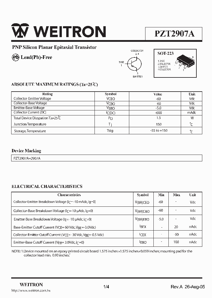 PZT2907A_1298587.PDF Datasheet