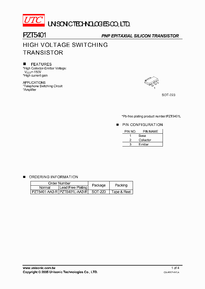 PZT5401L-AA3-R_1298602.PDF Datasheet