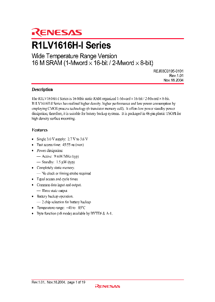 R1LV1616HSA-5SI_1300288.PDF Datasheet